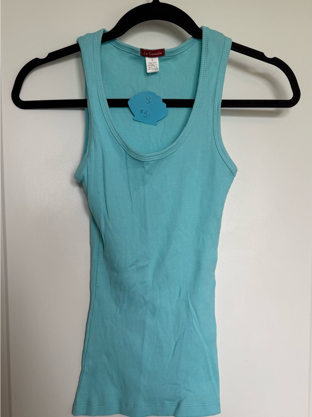Aqua Ribbed Tank Top - Slim Fit Sleeveless Tee